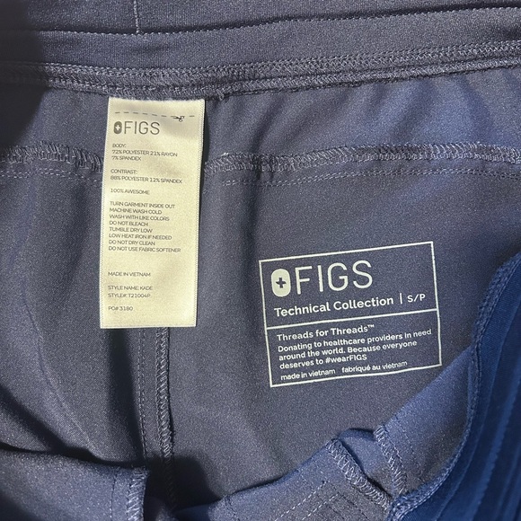 Figs Navy Scrub Pants with Light Gray Drawstring - Picture 6 of 6